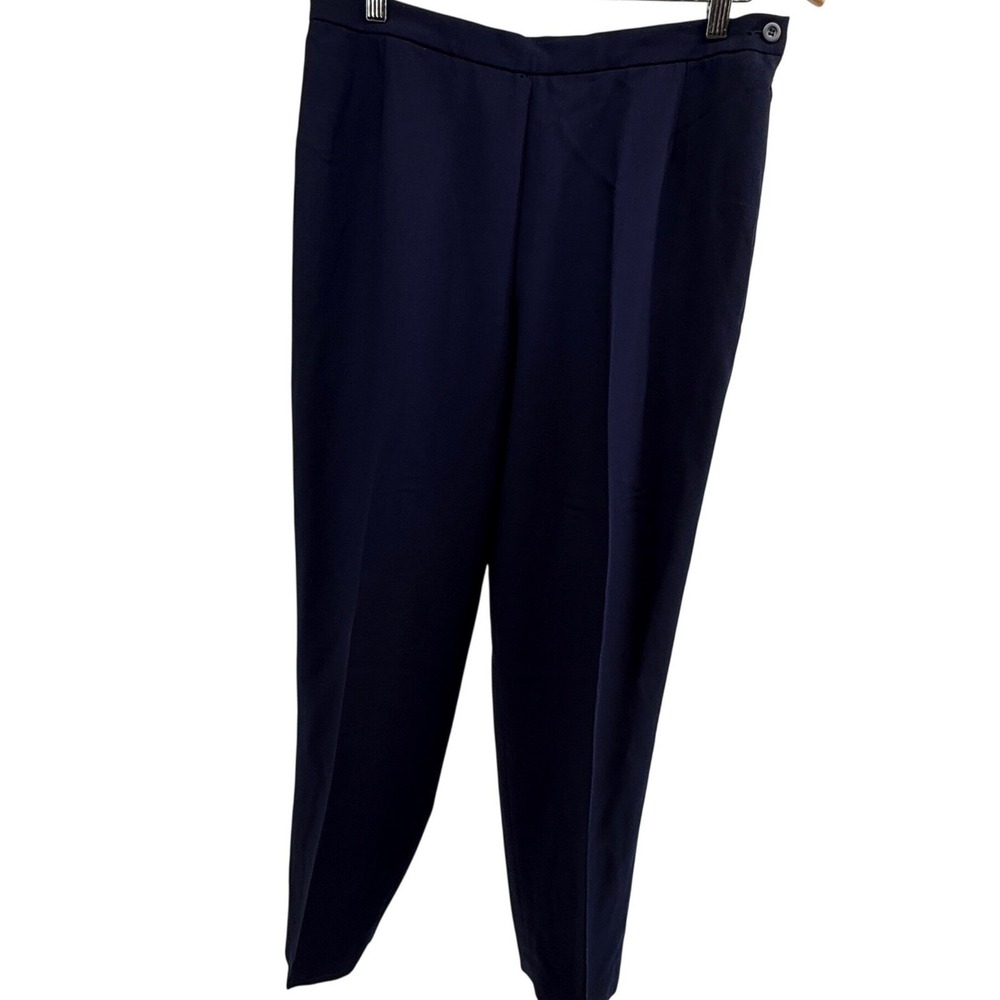 Liz Claiborne Collection Petite Navy Blue Pure Wool Pant Suit Set Size 14P